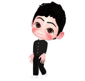 振り向く男子学生のイラスト