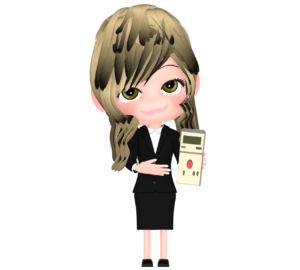 ボイスレコーダーで録音をする女性会社員のイラスト