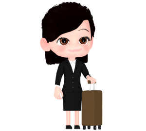 仕事で出張をする女性のイラスト