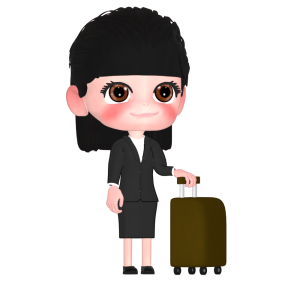 仕事で出張する女性のイラスト