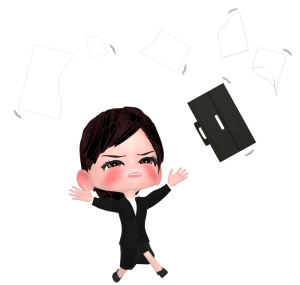 多すぎる仕事を投げ出す女性会社員のイラスト