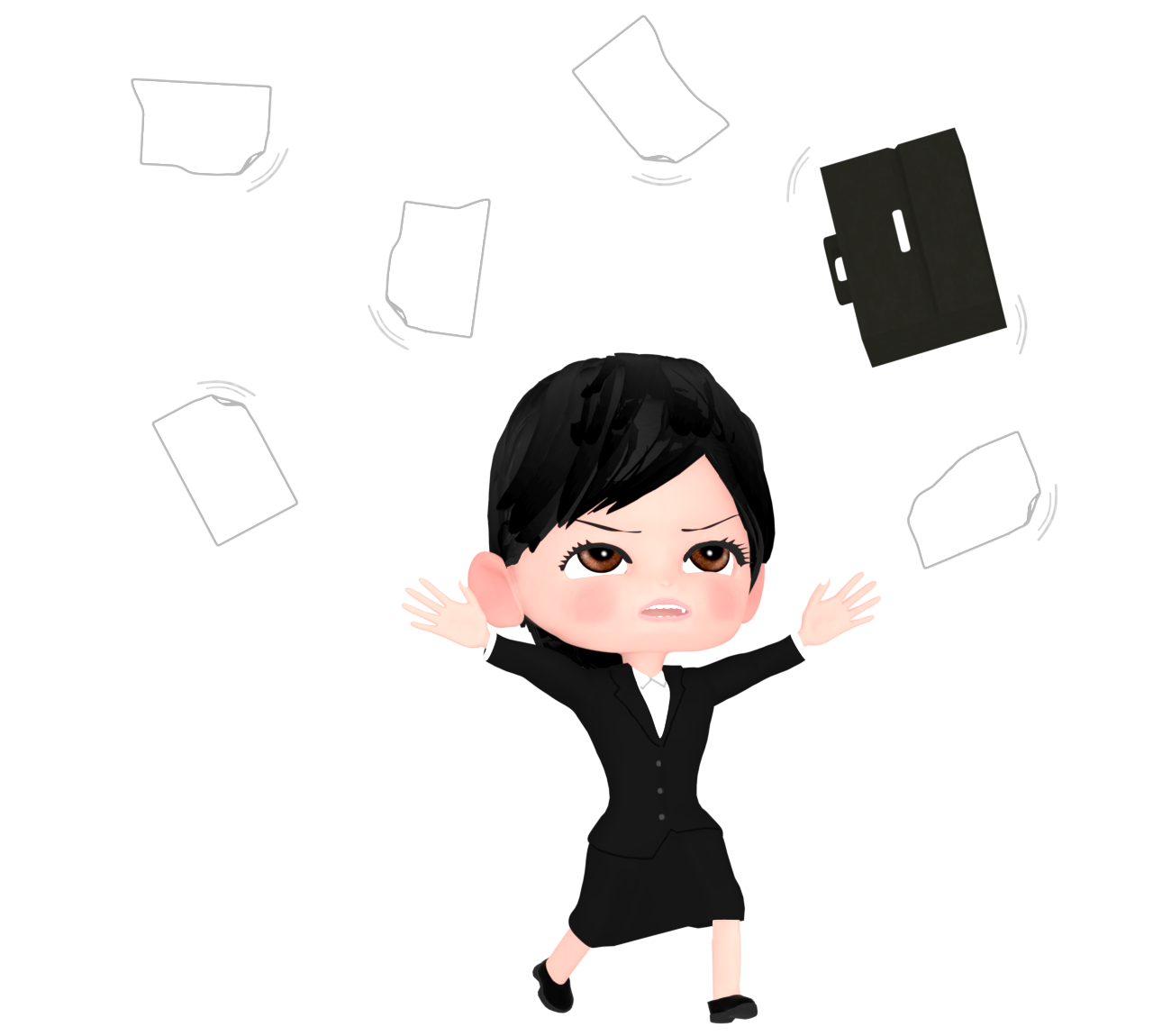 何もかも嫌になる女性会社員のイラスト