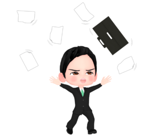 仕事を投げ出す男性のイラスト