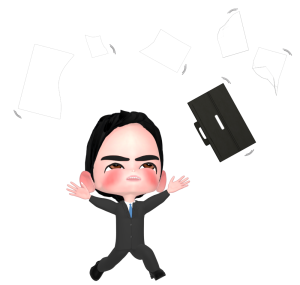 仕事を投げ出す男性のイラスト