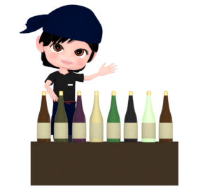 お酒を説明する酒屋の女性店員のイラスト