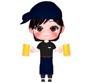 ビールを持つ居酒屋の女の子のイラスト