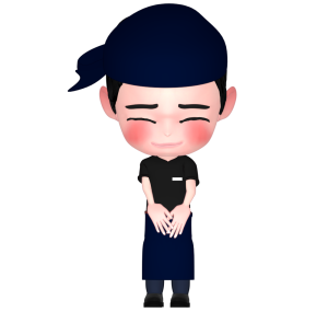 お辞儀をする居酒屋の店員のイラスト