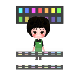 カードを販売する男性ショップ店員のイラスト
