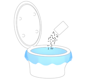 凝固剤を入れる災害時の緊急用トイレのイラスト