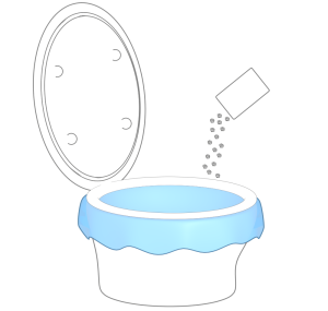 凝固剤を入れる災害時の緊急用トイレのイラスト