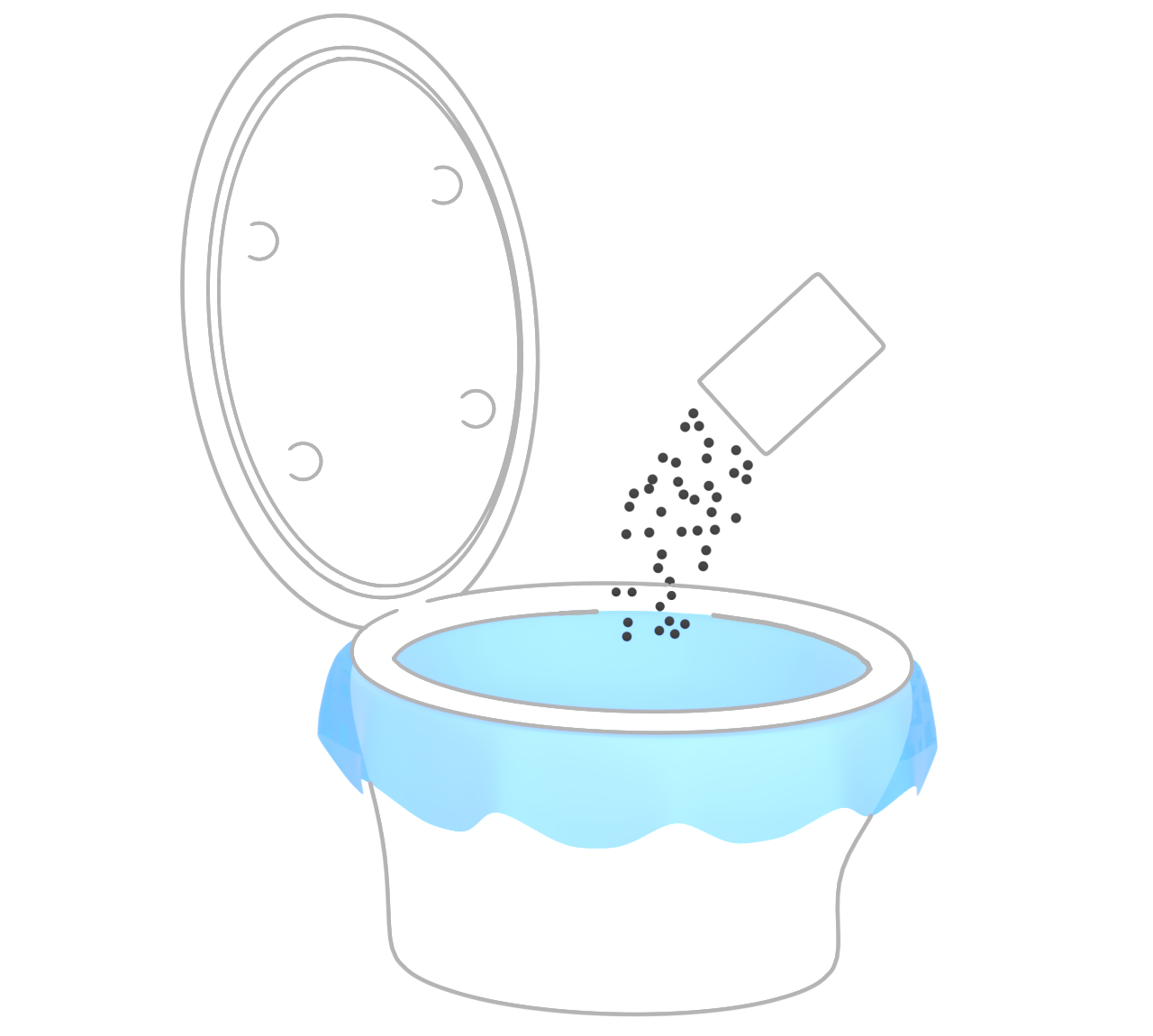 凝固剤を入れる災害時の緊急用トイレのイラスト