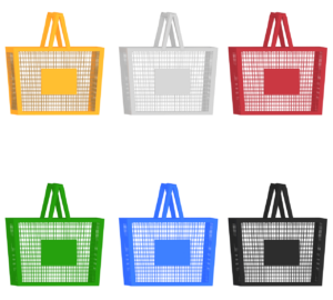 カラフルな買い物かごのイラスト