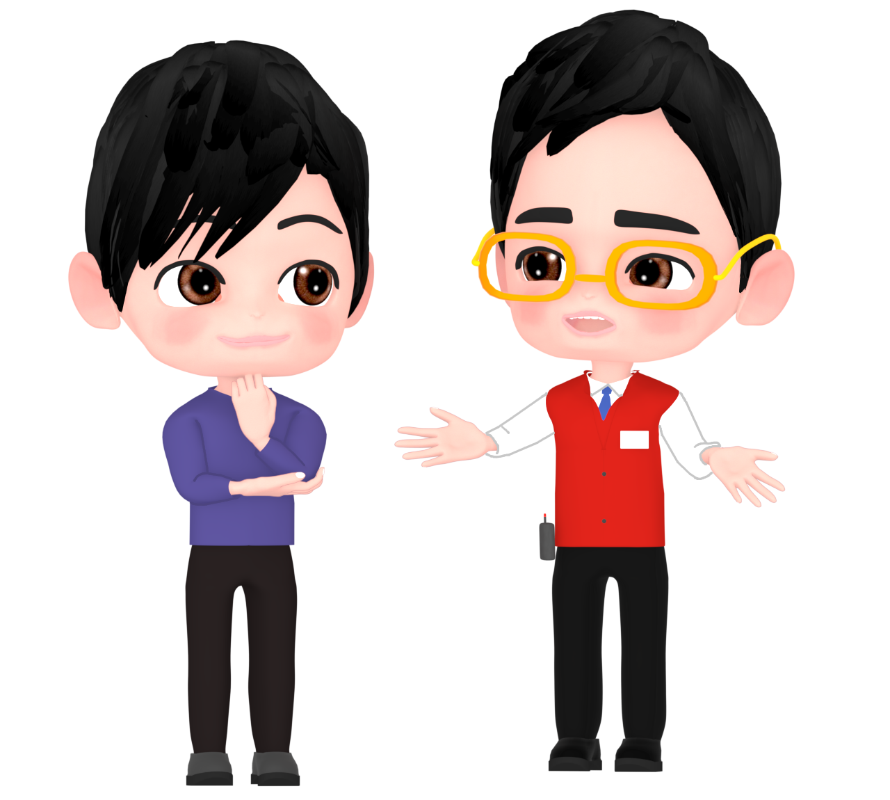 接客をする家電量販店の店員のイラスト