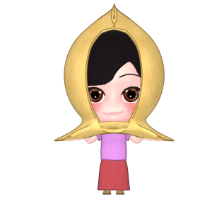 防災頭巾を被る子供のイラスト