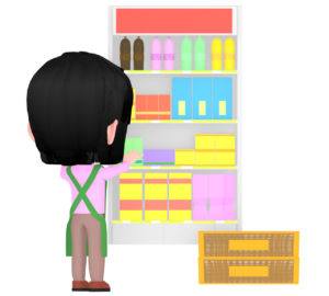 陳列をする店員のイラスト