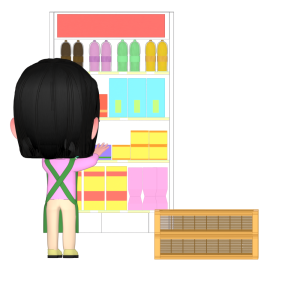 陳列する店員のイラスト
