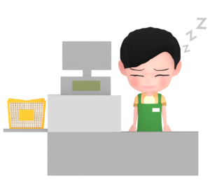 居眠りをするレジスタッフのイラスト