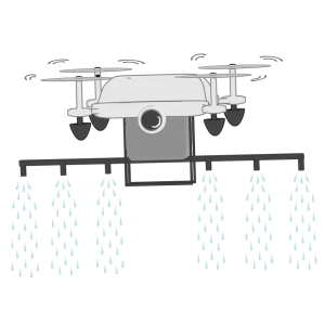 ドローンで農薬散布するイラスト