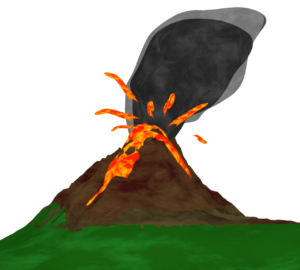 噴火をする火山のイラスト