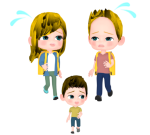 避難をする外国人のイラスト