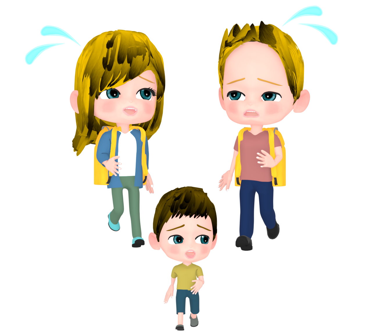 避難をする外国人のイラスト