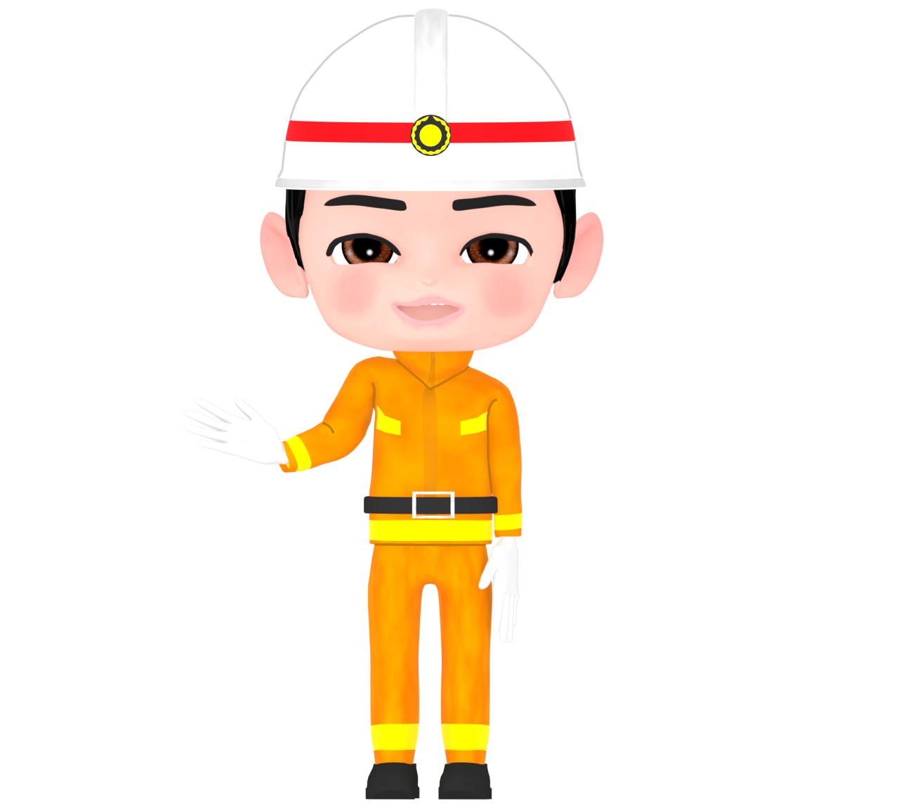 案内をする救急隊のイラスト