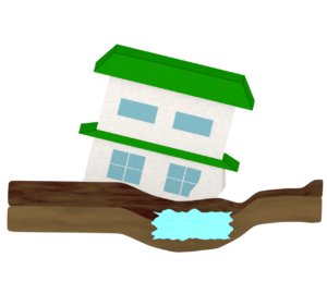 地盤沈下のイラスト