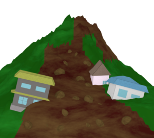 土砂崩れのイラスト