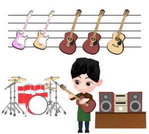 楽器屋の販売員のイラスト