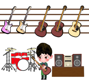 楽器屋の販売員のイラスト