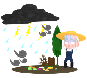 自然災害 困る農家のイラスト