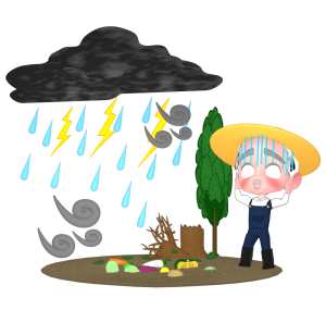 自然災害 困る農家のイラスト