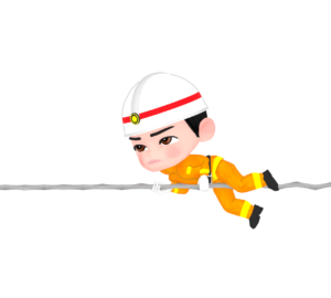 ロープで訓練をするレスキュー隊のイラスト