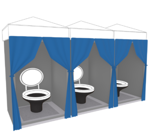 横に並ぶマンホールトイレのイラスト