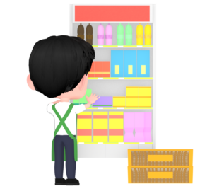 品出しをする店員のイラスト