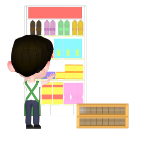 品出しをする店員のイラスト