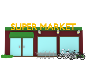 スーパーマーケットの外観のイラスト