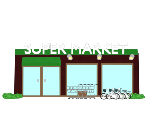 スーパーマーケットの外観のイラスト