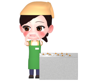 スーパーマーケットの試食販売員のイラスト