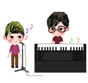 ボイストレーニングで発声練習をするイラスト