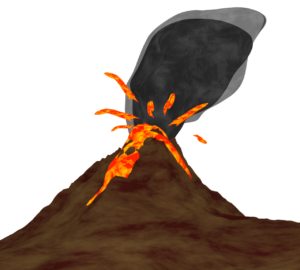 火山の噴火と溶岩のイラスト