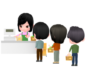レジ待ちのイラスト