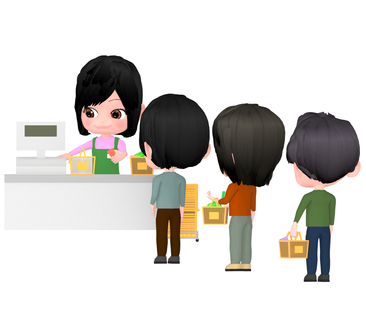 レジ待ちのイラスト