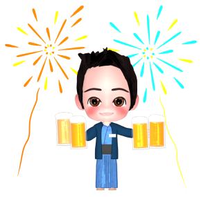 浴衣を着た店員のイラスト