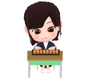 そろばん教室で習う女の子のイラスト