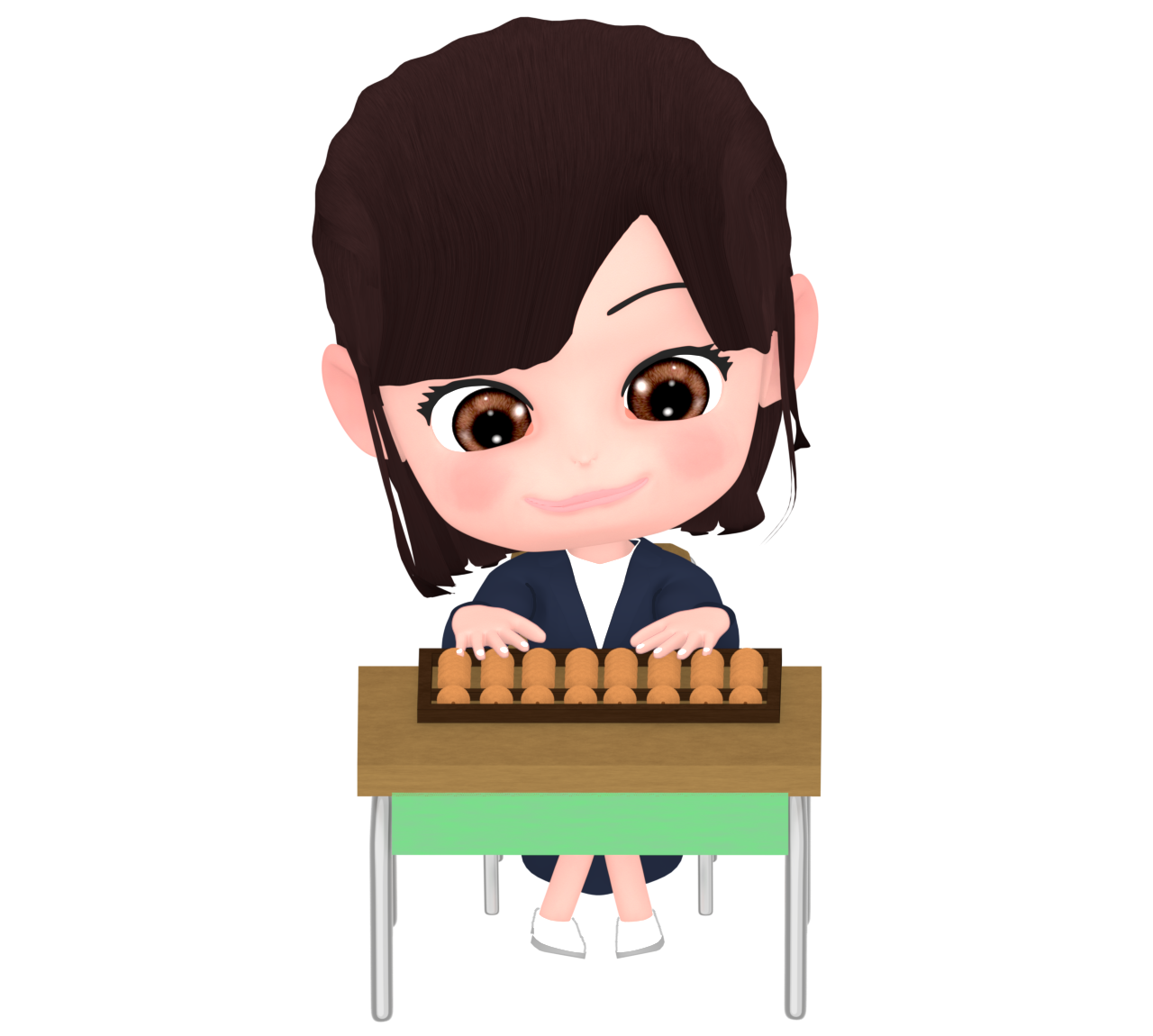 そろばん教室で習う女の子のイラスト