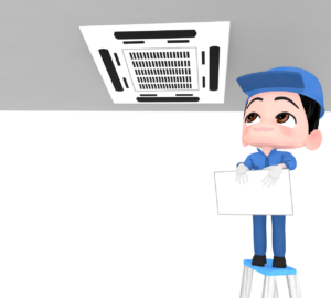 エアコンを洗浄する業者のイラスト