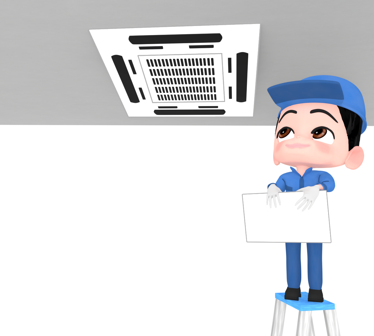 エアコンを洗浄する業者のイラスト