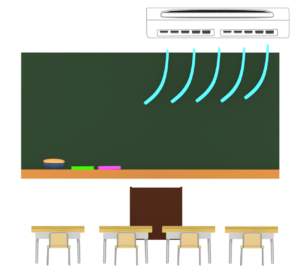 エアコンがある教室のイラスト
