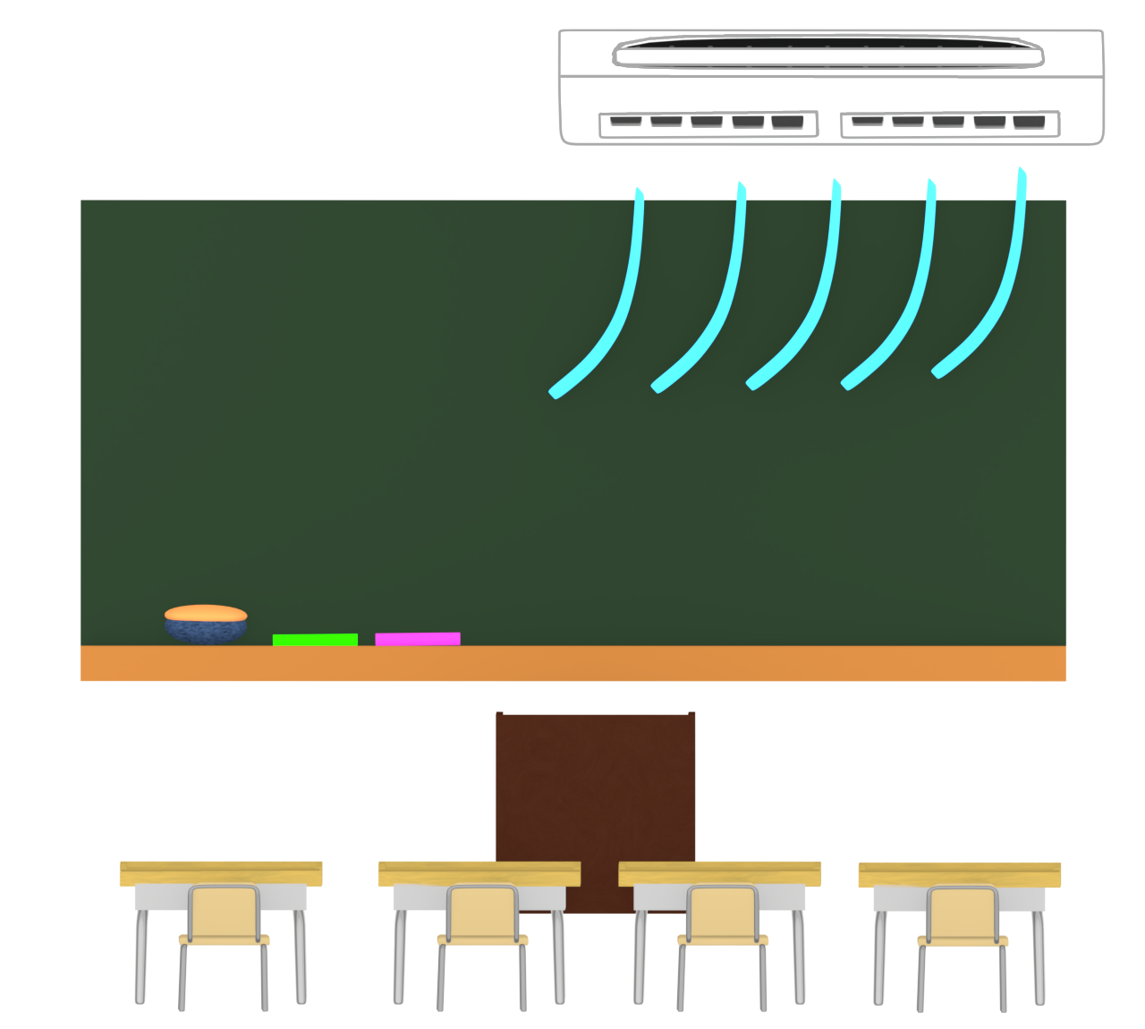 エアコンがある教室のイラスト